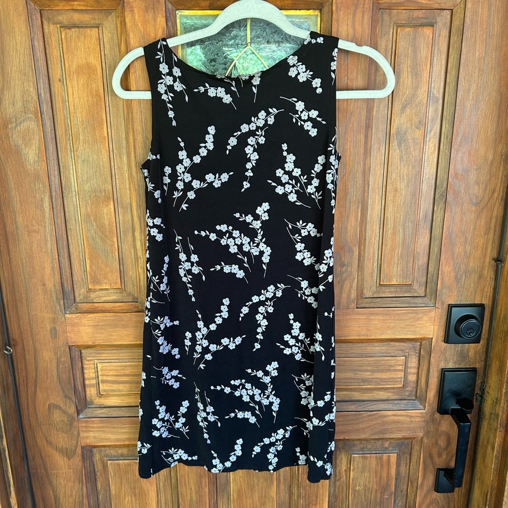 Vintage 90s black floral shift mini dress